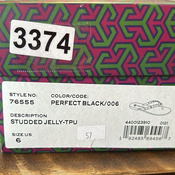 Tory Burch Studded Jelly Thong Sandals Perfect Black NEW 6 - Picture 10 of 10